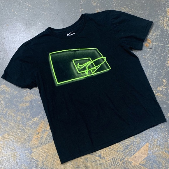 black and volt green shirt